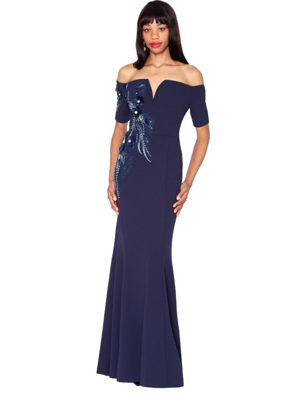 WHITE TIE by Shani Dress Navy Women's Off-The-Shoulder Ball Gown Size 16